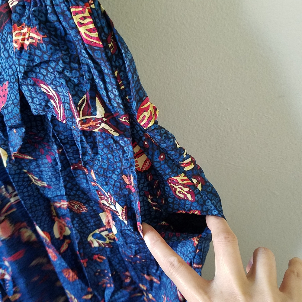 Ulla Johnson Brielle Dress Blue Dahlia Silk Ruffle V-Neck Dress Size 8 - Picture 12 of 16